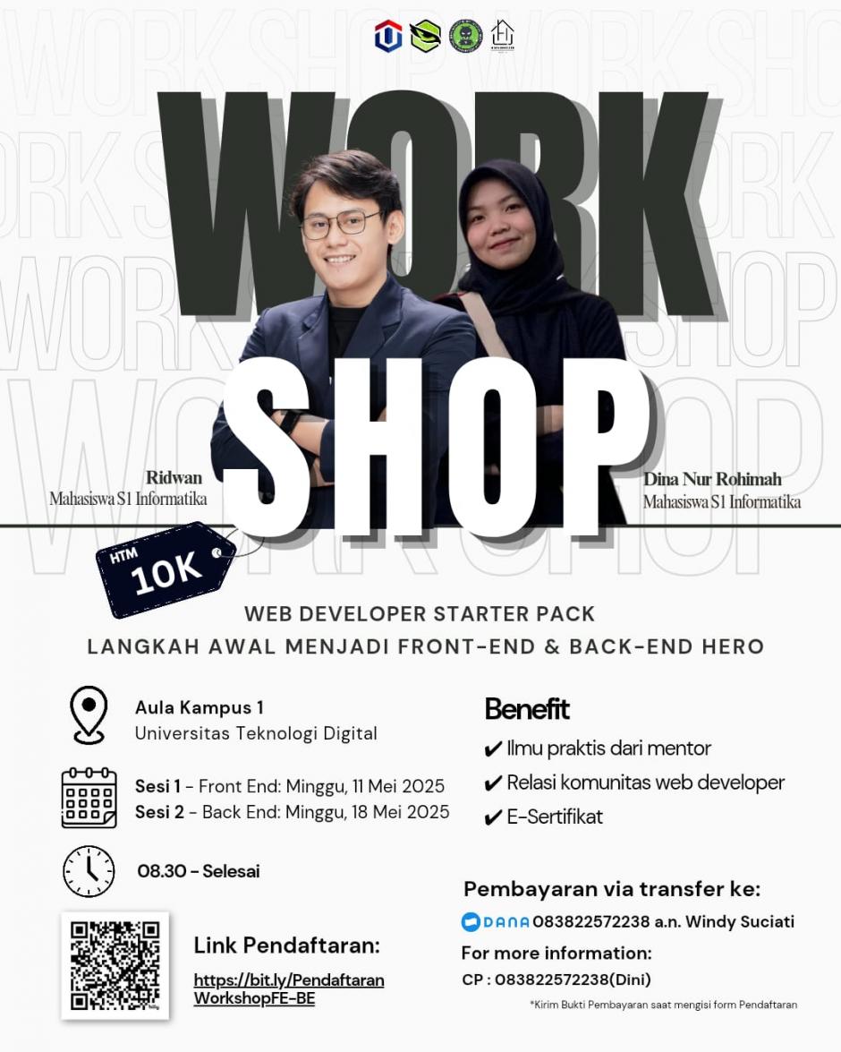 WORKSHOP:  Front End & Back End Developer