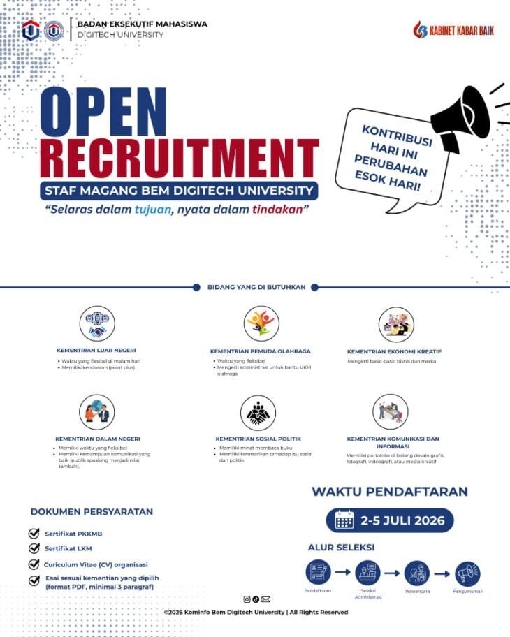 ? OPEN RECRUITMENT STAFF MAGANG BEM KABINET KABAR BAIK 2025–2026