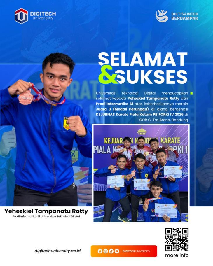 Hebat! Mahasiswa Informatika Universitas Teknologi Digital Raih Juara 3 Senior Kata Beregu Putra di KEJURNAS Karate Piala Ketum PB FORKI IV 2026
